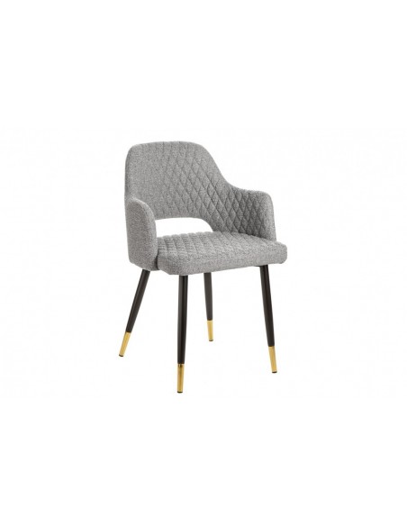 Chaise élégante PARIS gris clair avec surpiqûres et pieds dorés