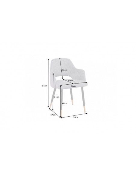 Chaise élégante PARIS gris clair avec surpiqûres et pieds dorés