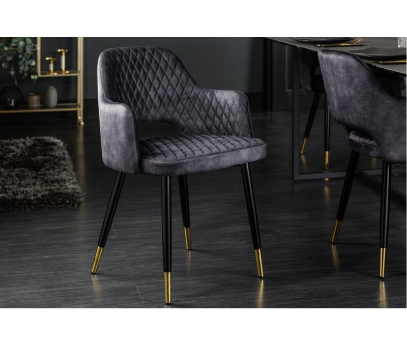 Chaise élégante PARIS gris velours...