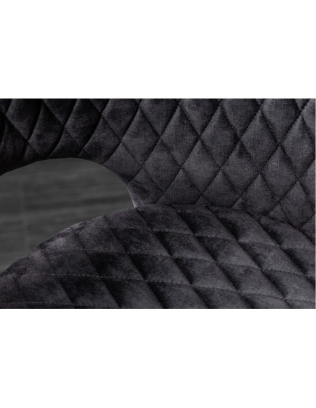 Chaise élégante PARIS gris velours surpiqûres et pieds dorés