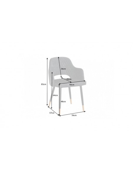 Chaise élégante PARIS gris velours surpiqûres et pieds dorés
