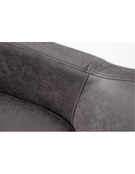 Chaise design à accoudoirs SUPREME gris vintage avec pieds en bois massif