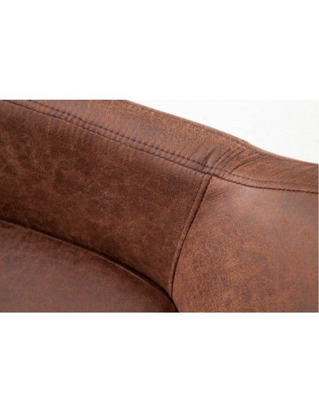 Chaise design à accoudoirs SUPREME marron vintage avec pieds en bois massif