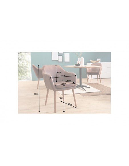 Chaise design à accoudoirs SUPREME marron vintage avec pieds en bois massif