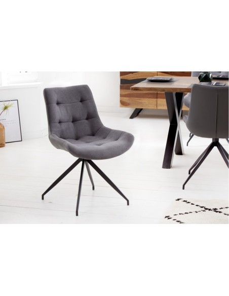 Chaise design DIVANI gris clair pi?tement m?tal noir style rétro
