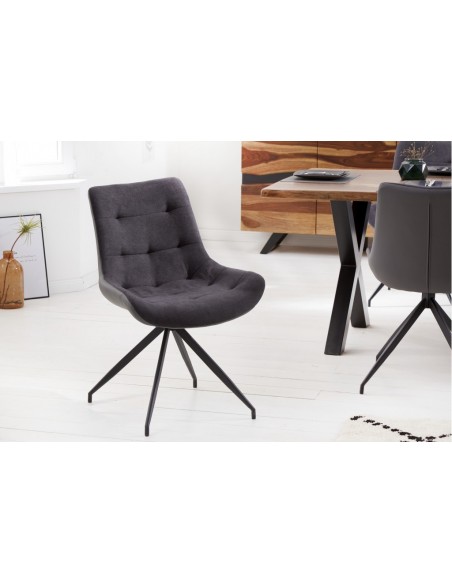 Chaise design DIVANI gris foncé pi?tement m?tal noir style rétro