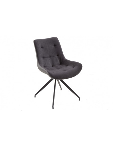 Chaise design DIVANI gris foncé pi?tement m?tal noir style rétro