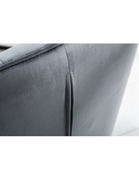 Chaise design exclusive LOFT gris argent? velours avec accoudoirs