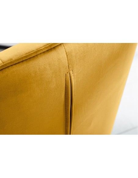 Chaise design exclusive LOFT jaune moutarde velours avec accoudoirs