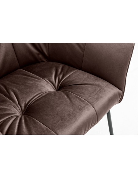 Chaise design exclusive LOFT taupe marron velours avec accoudoirs