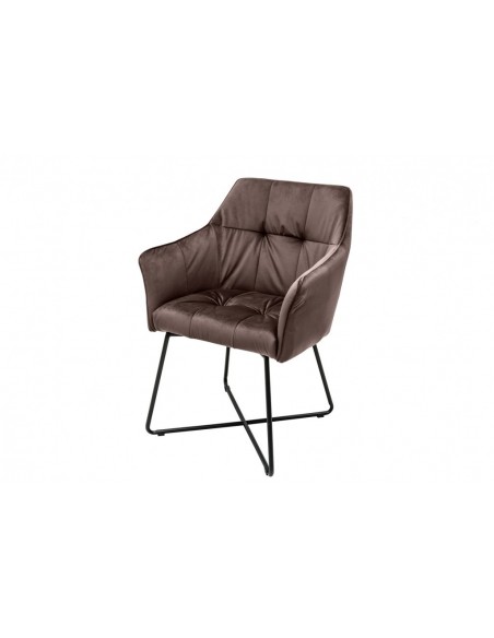 Chaise design exclusive LOFT taupe marron velours avec accoudoirs