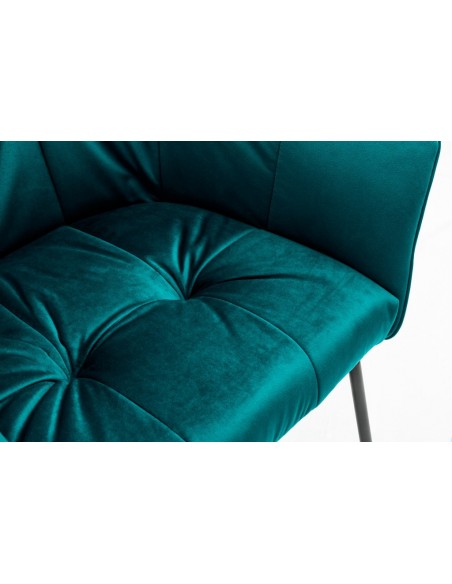 Chaise design exclusive LOFT turquoise velours avec accoudoirs