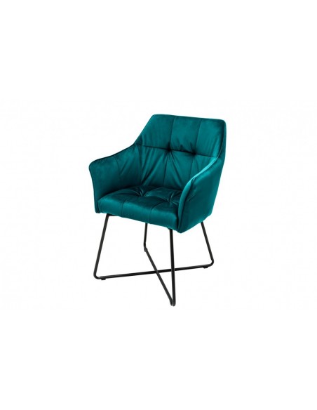 Chaise design exclusive LOFT turquoise velours avec accoudoirs