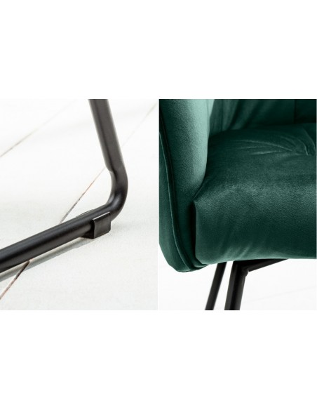 Chaise design exclusive LOFT vert velours avec accoudoirs