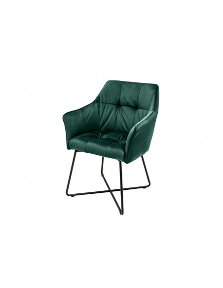 Chaise design exclusive LOFT vert velours avec accoudoirs
