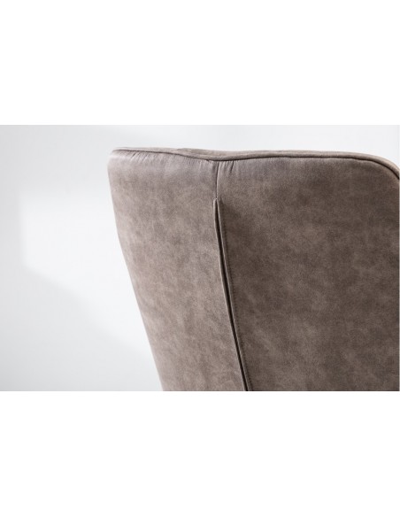 Chaise design exclusive LOFT vintage taupe microfibre avec accoudoirs