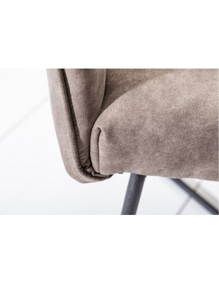 Chaise design exclusive LOFT vintage taupe microfibre avec accoudoirs