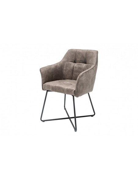 Chaise design exclusive LOFT vintage taupe microfibre avec accoudoirs