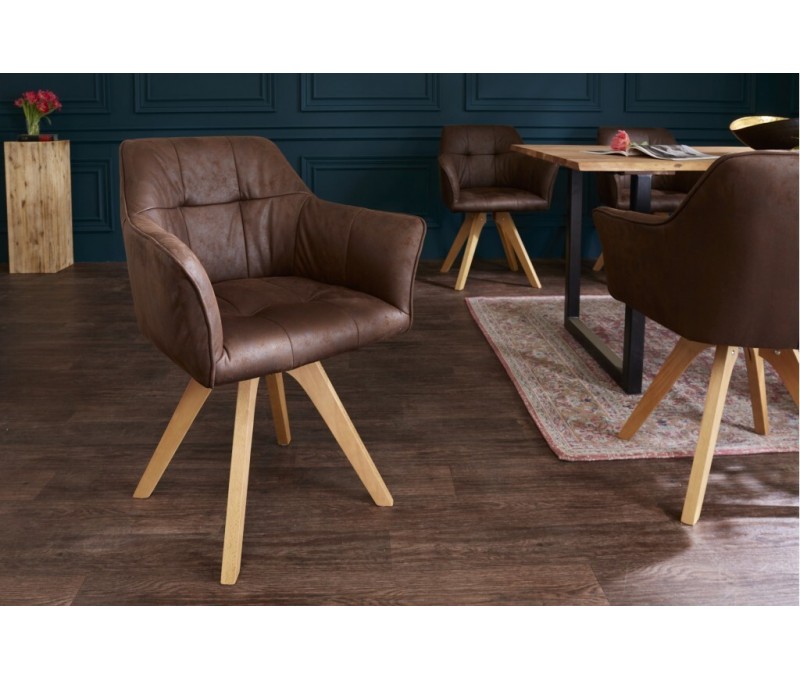Chaise design LOFT marron antique...