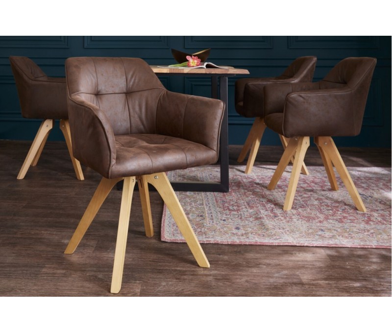 Chaise design LOFT marron antique...