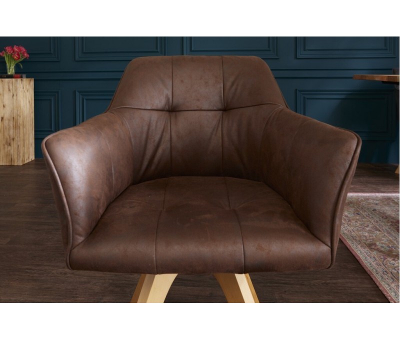 Chaise design LOFT marron antique...