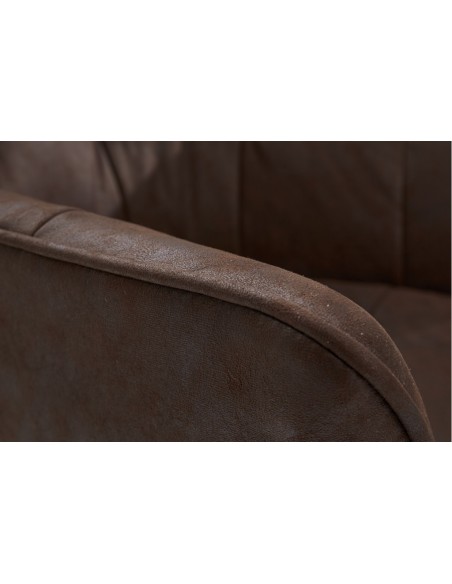 Chaise design LOFT marron antique pieds en hêtre avec accoudoirs