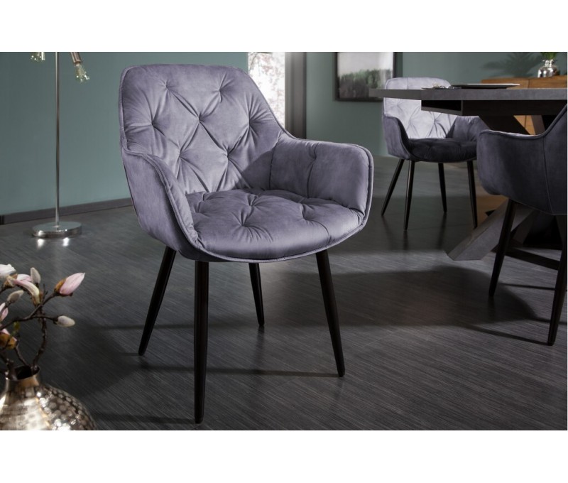 Chaise design MILANO gris velours...