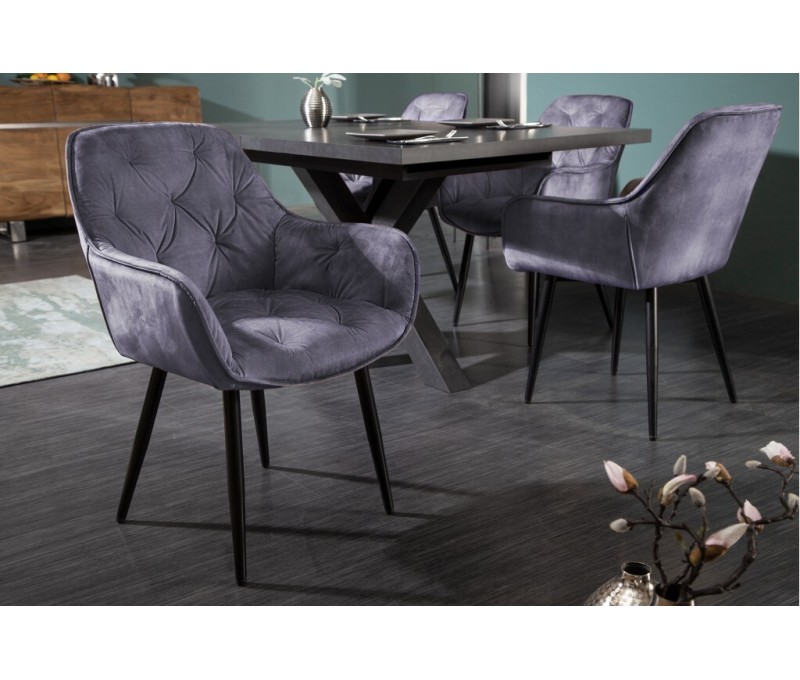 Chaise design MILANO gris velours...