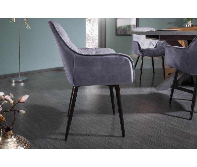 Chaise design MILANO gris velours...