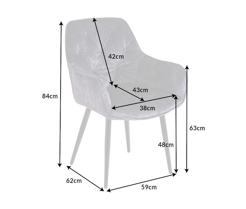 Chaise design MILANO gris velours...