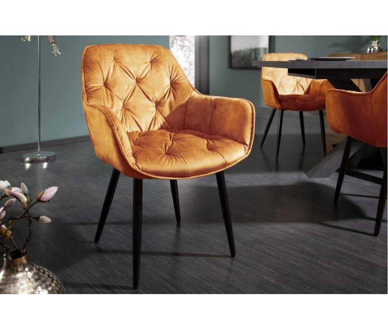 Chaise design MILANO jaune moutarde...