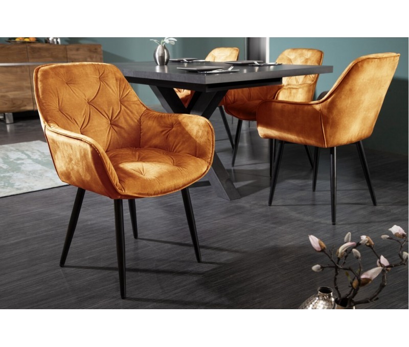 Chaise design MILANO jaune moutarde...