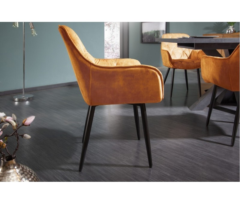 Chaise design MILANO jaune moutarde...
