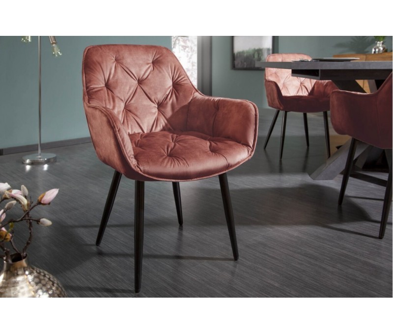 Chaise design MILANO marron velours...