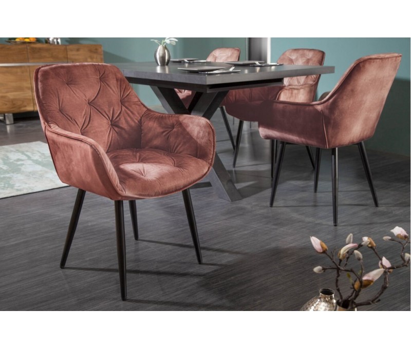 Chaise design MILANO marron velours...