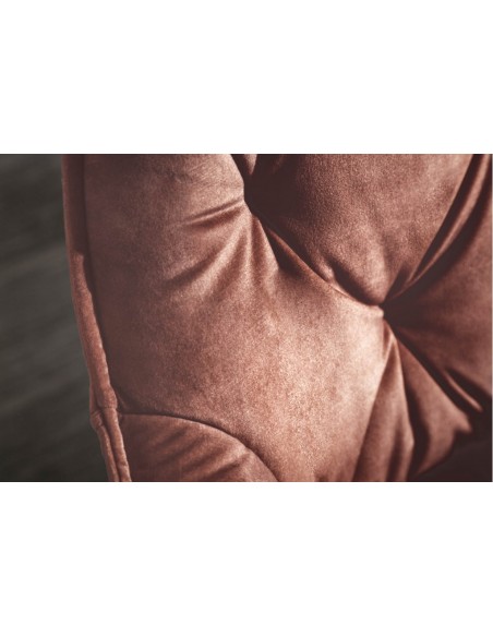 Chaise design MILANO marron velours avec surpiqûres Chesterfield