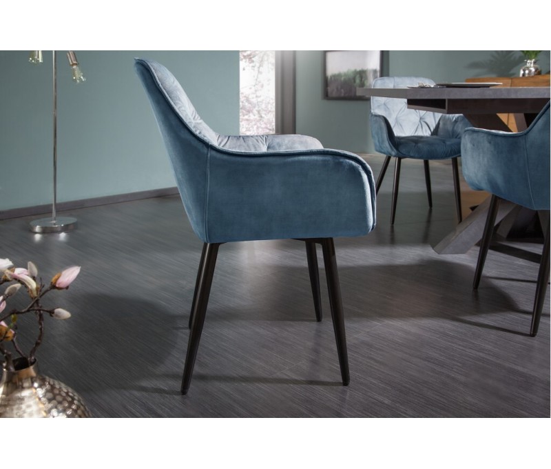 Chaise design MILANO velours p?trole...