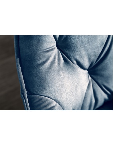 Chaise design MILANO velours p?trole avec surpiqûres Chesterfield