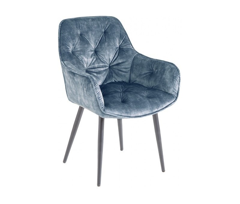 Chaise design MILANO velours p?trole...