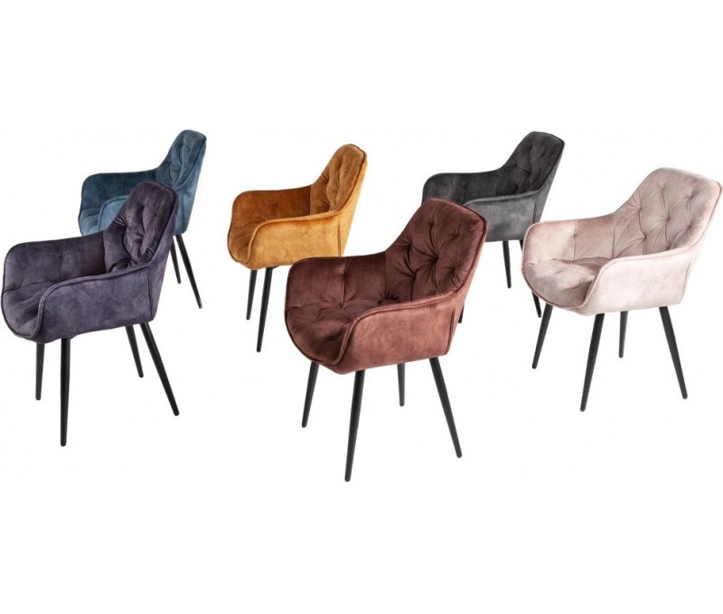 Chaise design MILANO velours p?trole...