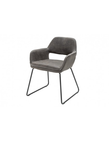 Chaise design MUSTANG gris antique microfibre avec accoudoirs