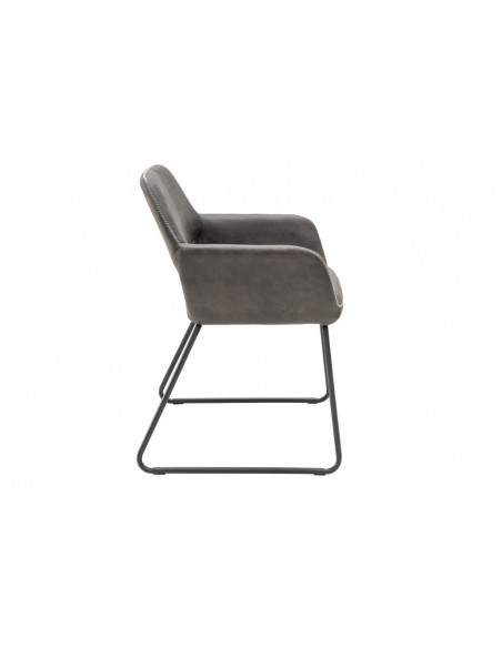 Chaise design MUSTANG gris antique microfibre avec accoudoirs