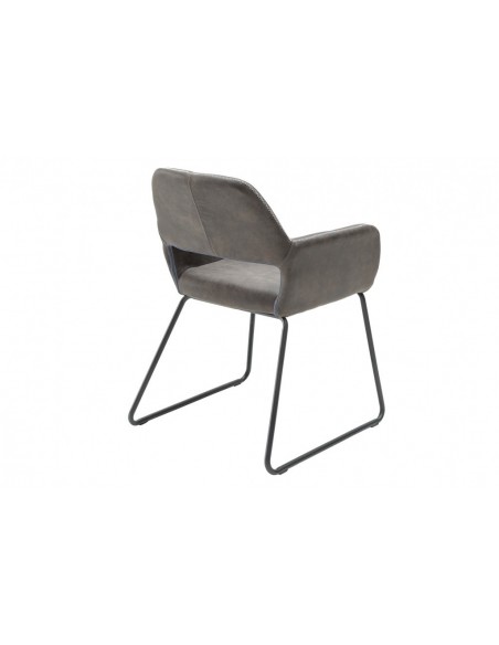Chaise design MUSTANG gris antique microfibre avec accoudoirs