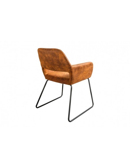 Chaise design MUSTANG marron antique microfibre avec accoudoirs