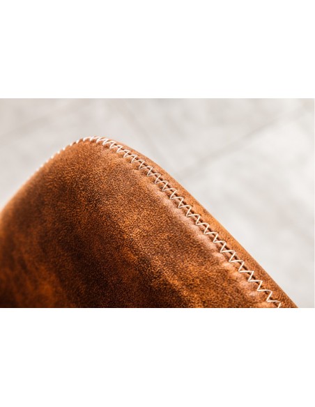 Chaise design MUSTANG marron antique microfibre avec accoudoirs