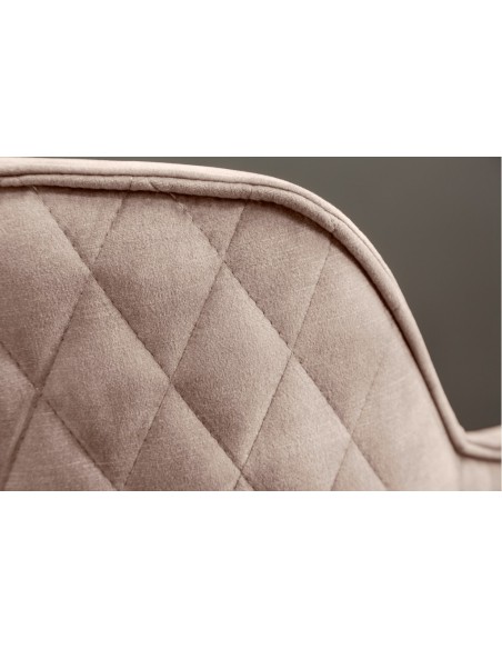 Chaise design pivotante EUPHORIA velours gris style rétro avec surpiqûres décoratives