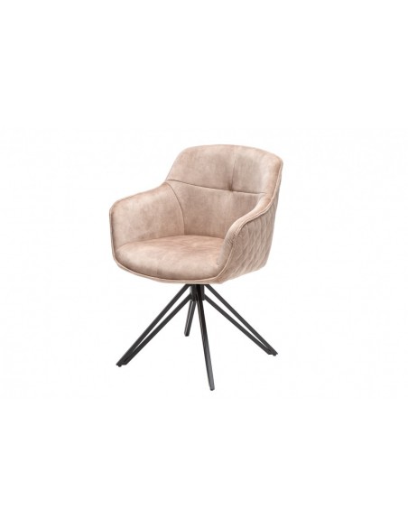 Chaise design pivotante EUPHORIA velours gris style rétro avec surpiqûres décoratives