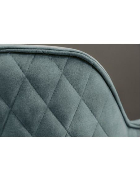 Chaise design pivotante EUPHORIA velours p?trole style rétro avec surpiqûres décoratives