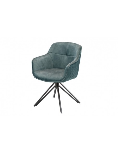 Chaise design pivotante EUPHORIA velours p?trole style rétro avec surpiqûres décoratives