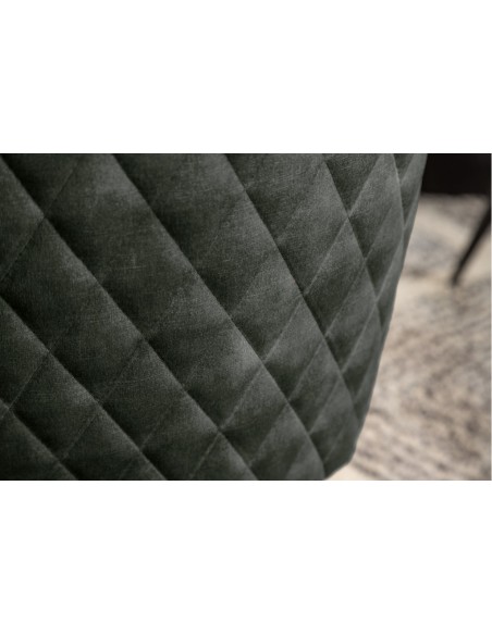 Chaise design pivotante EUPHORIA velours vert foncé avec surpiqûres décoratives